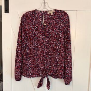 Michael Kors Floral Tie-Front Blouse